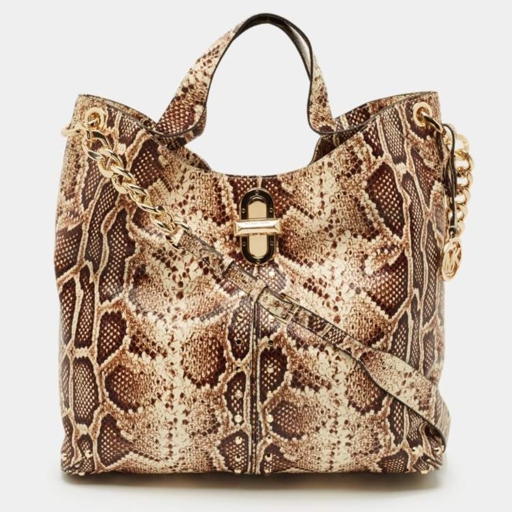 MICHAEL Michael Kors Brown Python Embossed Leather Uptown Astor Legacy Bag
